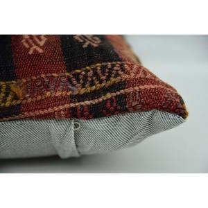 Oreiller à carreaux Kilim en laine brune 12x24 pouces motif tartan oreiller décoratif en soie tissée à imprimé floral de luxe - Product Image 4