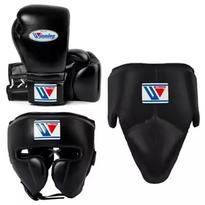 WINNING Wholesale Custom Logo BLACK Boxing Gear Set Cowhide Leather <b>Training</b> Gloves <b>Head</b> Guard Groin Protector boxing gloves - Product Image 1