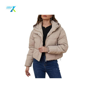 Veste courte matelassée en peau de mouton tricotée en toile pour femmes, hiver, à capuche, boutons recouverts, courte, chaude, matelassée, vêtements d'extérieur - Product Image 4