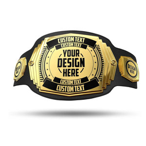 Custom Championship Wrestling Belt Red Genuine Leather Gold Plated Metal Plates Personalized Award Belt - Product Image 3
