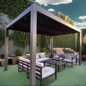 Pergola bioclimatique moderne d'extérieur avec lamelles en aluminium, fabrication OEM, 3x3, 3x4, <span class=keywords><strong>4x4</strong></span>, 6x4 m, cadre thermolaqué - Product Image 1