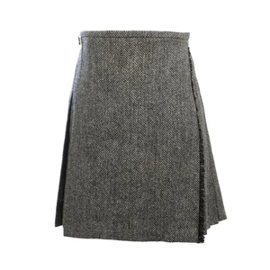 Kilt écossais hybride moderne en denim avec sangle en cuir, logo personnalisé, style tuba, tissu en laine acrylique 16oz - Product Image 4