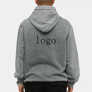 Vente en gros de sweats à capuche 400gsm avec logo personnalisé sweats à capuche délavés à l'acide pour hommes sweats à capuche surdimensionnés vintage en pierre vierge populaire - Product Image 4