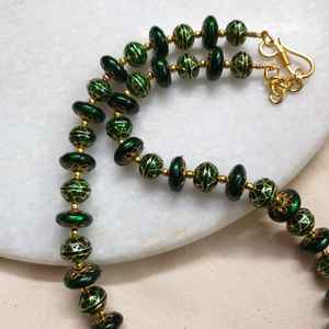 สร้อยคอลูกปัดสีเขียว Meenakari หรูหราเครื่องประดับที่ดี - Product Image 3