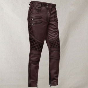 Pantalon en cuir PU à la mode pour hommes pour l'hiver Logo personnalisé Taille haute moyenne Motif droit Lavage foncé Vêtements en tissu tissé personnalisable - Product Image 2