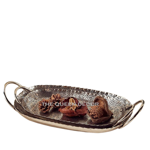 Plateaux décoratifs pour la maison pour une utilisation de longue durée Plateaux de service en métal plaqué argent au design luxueux et moderne créatifs - Product Image 5