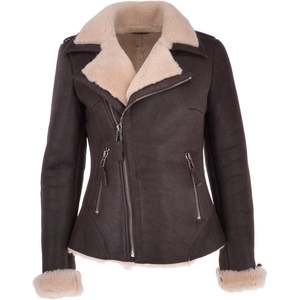 Veste en cuir uni élégant noir fermeture à fourrure en fourrure en gros bas prix grande taille peau de vache Jet Black Racer Biker veste femme - Product Image 2