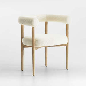 Chaise de salle à manger moderne en teck massif avec coussin de siège en teck massif - Product Image 1
