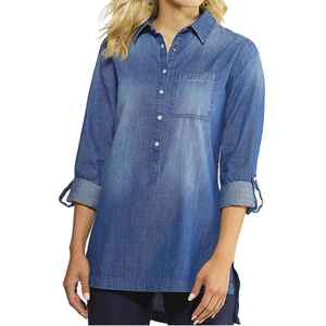OEM Blusa de manga larga de alta calidad transpirable camisa de mezclilla de las mujeres Slim Fit camisa de mezclilla para las niñas - Product Image 3