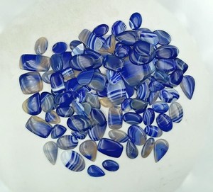 Cabujón de ónix azul natural, hermosa piedra preciosa suelta con bandas para la fabricación de joyas, piedra preciosa de ónix azul con bandas elegantes - Product Image 2