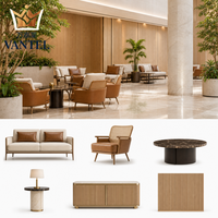 Ensemble de mobilier de hall d'hôtel sur mesure : canapé lounge moderne, fauteuil, table basse et buffet pour projets d'aménagement hôtelier