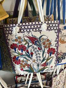 Sac fourre-tout vintage DAFNI BIG PAZAR en toile solide avec fermeture éclair, broderie et doublure en coton pour toutes les saisons - Product Image 5