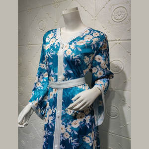 Vestido Caftán Maxi con Estampado Floral Dubai Girl para Mujer, Cintura Natural, Lavable - Product Image 4