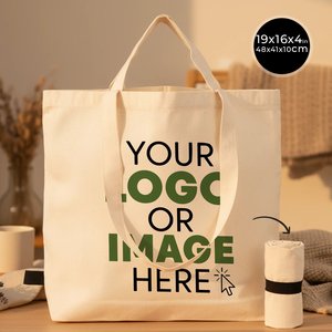 Personalized <b>Foldable</b> Cotton Shopping Tote <b>Bag</b> 19 X 16 X 4 Inches Eco-Friendly Heat Transfer Letter Screen for Advertising Gift - Product Image 1