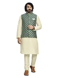 Trendy Color Fancy Jacquard Kurta For Men | Brocade Kurta Pajama | Jacket for Kurta
