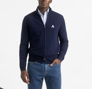 Suéter Casual de Punto para Hombre, con Cierre Frontal, 100% Algodón, Delgado, para Invierno, con Logotipo Personalizado OEM - Product Image 1