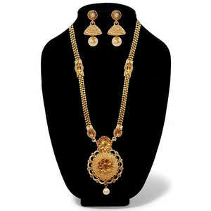 Kriaa ชุดเครื่องประดับ1109108A อย่างดีสร้อยคอฮารามหินออสเตรียและชุบทอง - Product Image 1