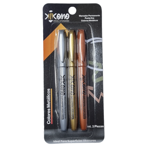 Marqueurs permanents de couleur métallique en pack blister de 3 pièces - Product Image 3