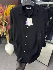 Camisa de lino a rayas para hombre, informal, de manga larga, con botones, ropa de playa de verano, ligera y transpirable - Product Image 3