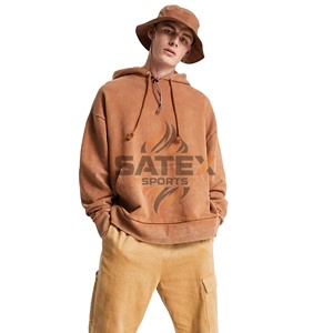 Sudadera con Capucha Unisex Vintage, Lavado Ácido, Bordada, Térmica de Invierno, de Alta Calidad, Poliéster/Algodón, Tinte Liso, Apliques - Product Image 1