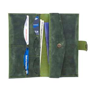 Portefeuille de luxe personnalisé pour homme en cuir véritable marron mince porte-cartes de crédit Long sac à main de luxe ouvert RFID à deux volets pour homme portefeuilles - Product Image 5