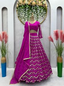 Ensemble Georgette Lehenga Choli de luxe au design unique pour réceptions, fiançailles et événements spéciaux au meilleur prix - Product Image 4