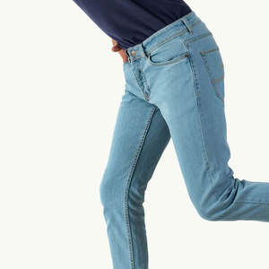 Vente en gros de jeans droits décontractés légers pour hommes, sur mesure, taille mi-haute, respirants, séchage rapide, en tissu de coton, faible MOQ - Product Image 4