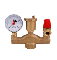 Kit de pièces de chaudière en laiton, raccord fileté, purgeur d'air automatique 1 port, soupape de sécurité 10 bars, puissance hydraulique, température max. 100°C