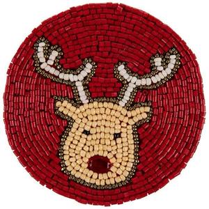 Contemporary Blue Eye Beaded Embroidery Coaster Lightweight Round Shape Classic Style Sustainable Design for <b>Table</b> Use - Product Image 2