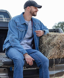 2025 New Arrival Denim <b>Jacket</b> Blank Custom Fashion <b>Men's</b> Cotton <b>Light</b> Blue Plain Washed Denim Jeans <b>Jacket</b> for <b>Men</b> - Product Image 3