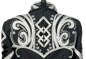 Chaqueta ecuestre de alta calidad Western Showmanship para carreras de caballos Logotipo personalizado Negro/blanco Mejor precio - Product Image 5