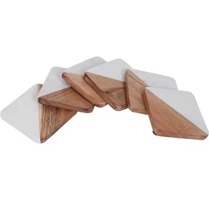 Posavasos de madera y mármol de diseño de borde redondo ecológico clásico de alta demanda 4 pulgadas hecho a mano decoración del hogar de alta calidad - Product Image 2