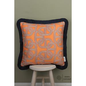 Fodera per cuscino quadrata con nappe con motivo a catena stampata digitale 43x43cm - Product Image 1