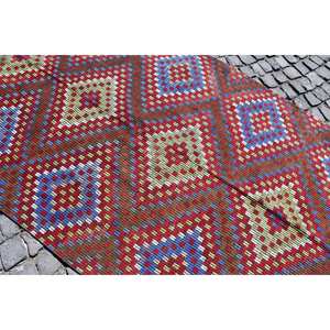 Alfombra de lana Roja turca Vintage 49x103ft área grande decoración étnica tejido plano patrón de retazos diseño de pasillo rectangular PP látex - Product Image 5