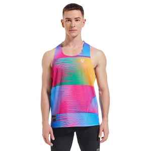 Camiseta sin mangas con cuello redondo de talla grande para hombre, chaleco deportivo informal transpirable con rayas a cuadros, camiseta sin mangas de estilo callejero a la moda con estampado 3D - Product Image 1