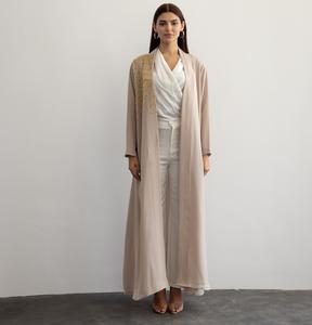 Abaya en soie beige de qualité supérieure pour adultes faite à la main - Product Image 1