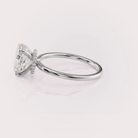 Bague de fiançailles et de mariage en diamant de laboratoire ovale certifié IGI avec halo caché en argent sterling 925 massif