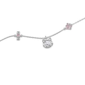 Collier pendentif chat Jeulia Fashion avec empreinte de patte et nœuds - Product Image 2
