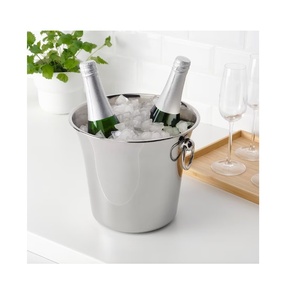 Stainless Steel Shiny Polish Simple Indian Style Wine Bucket Round Champagne Bucket Trendy Wine <b>Tub</b> Oval Beverage <b>Tub</b> - Product Image 2