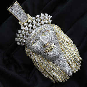 Colgante de Jesús de Hip Hop de moda, Diamante cultivado en laboratorio personalizado, colgante de diseño de fianza de corazón helado de Plata de Ley 925 para Unisex - Product Image 4