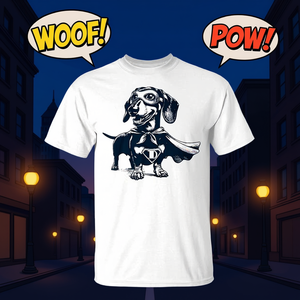 Camiseta Super Weenie Hero Dachshund con máscara y capa, producto promocional - Product Image 3