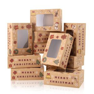 Candy Treat Emballage de biscuits Candy Treat Carton Kraft Food Petits récipients <span class=keywords><strong>avec</strong></span> couvercle pour boîtes à biscuits de Noël - Product Image 3