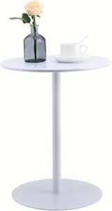 Table d'appoint moderne en acier, table ronde minimaliste, 40 cm, revêtement poudré blanc, décoration contemporaine pour salon - Product Image 2