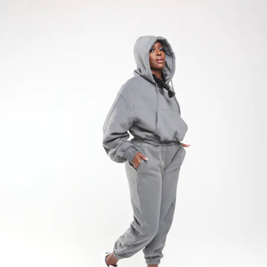 OEM Custom Logo Unisex Winter Hooded 100% Cotton <b>Tracksuits</b> Plus Size Women's Breathable Sweatpants Quick Dry Fleece Wholesale - Product Image 2