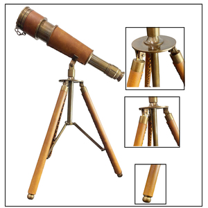 Nuevo telescopio náutico de bajo costo con soporte trípode cubierta de cuero de primera calidad regalo para amante náutico idea de oficina única - Product Image 1