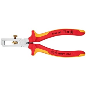 Pince à dénuder KNIPEX VDE chromée de 160 mm de long pour la gestion des câbles et accessoires, avec poignées multi-composants et ressort d'ouverture - Product Image 3
