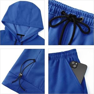 ชุดเสื้อนอกใส่วิ่งมีฮู้ดสำหรับผู้ชาย, ชุดวอร์ม2ชิ้นสำหรับใส่วิ่งจ๊อกกิ้งมีฮู้ดกางเกงขาสั้นทอแบบลำลองสำหรับผู้ชาย - Product Image 6