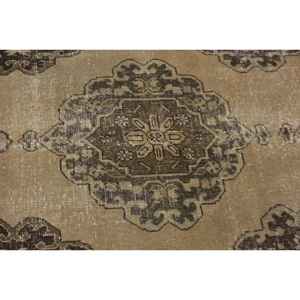 Alfombra Vintage de 2.8x12.6 pies, Alfombra Turca, Alfombra de Lana con Estampado Animal Marrón - Product Image 3