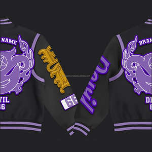 Chaqueta universitaria de lona de cuero regular para hombre personalizada, chaqueta de invierno de algodón rellena con cuello con capucha y diseño frontal personalizado - Product Image 6