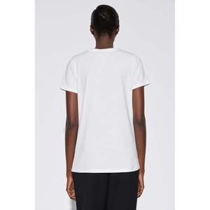 Camiseta Básica con Cuello en V, Transpirable, Ajustada, Talla XS, Tejido de Jersey de Algodón y Elastano, Color Crudo, Largo Recortado de Verano, Decoración con Logotipo - Product Image 5